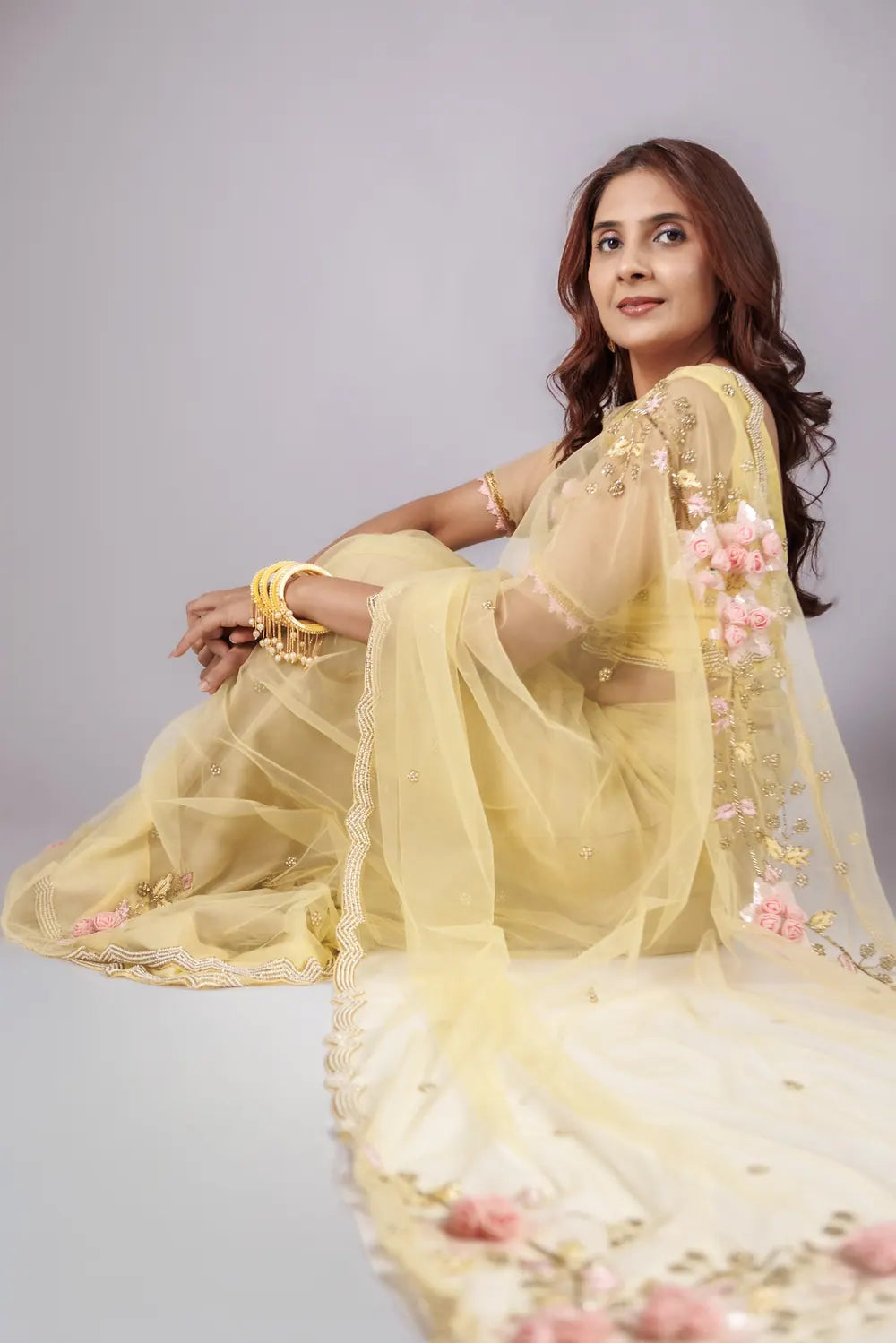 Basant Net Saree, view 2