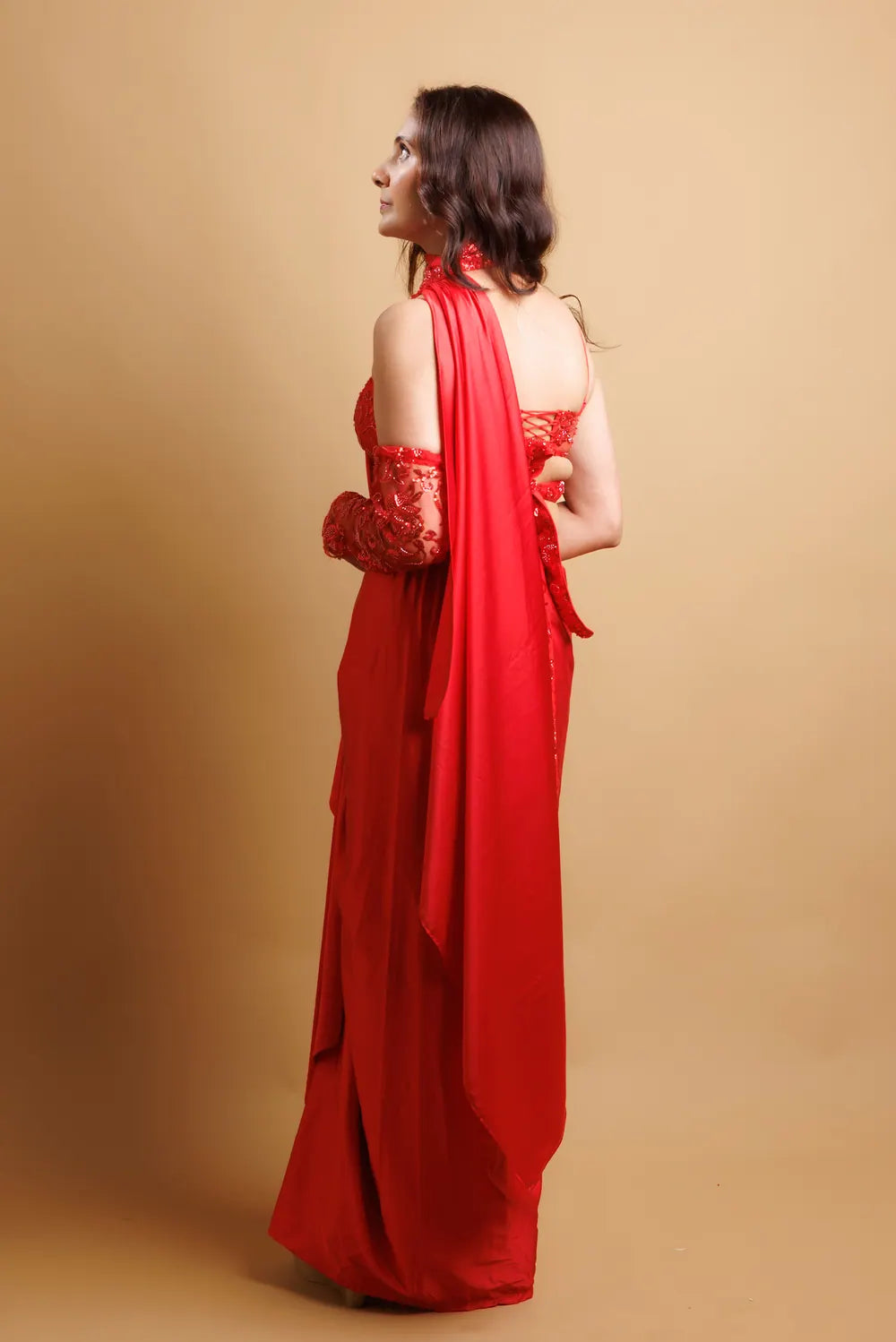 Laal Pre-draped Saree, second view
