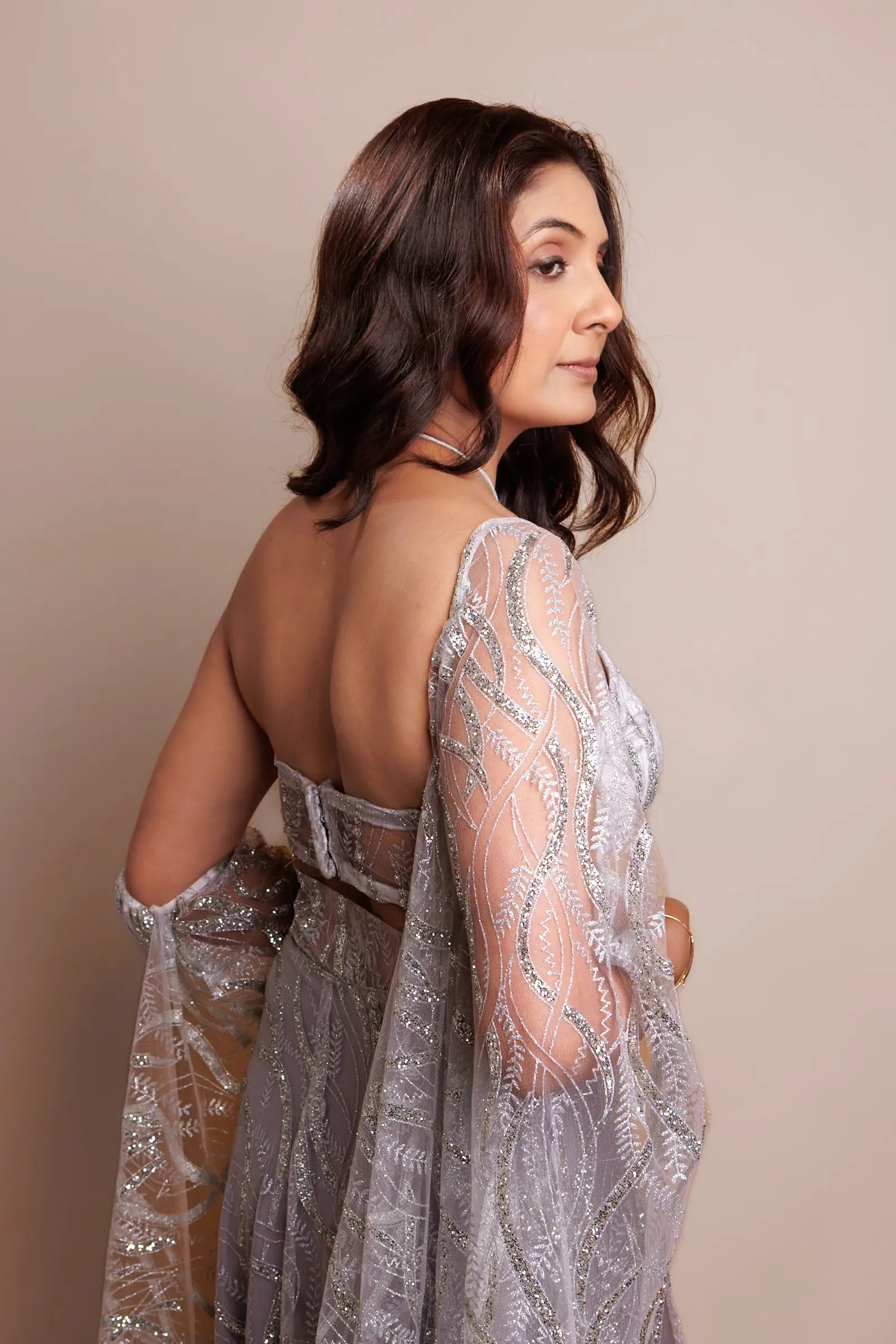 Open back of the Chandni blouse, fitted by hand